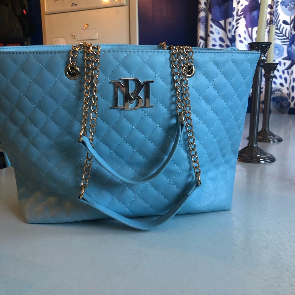 Blue Quilted Tote Bag
